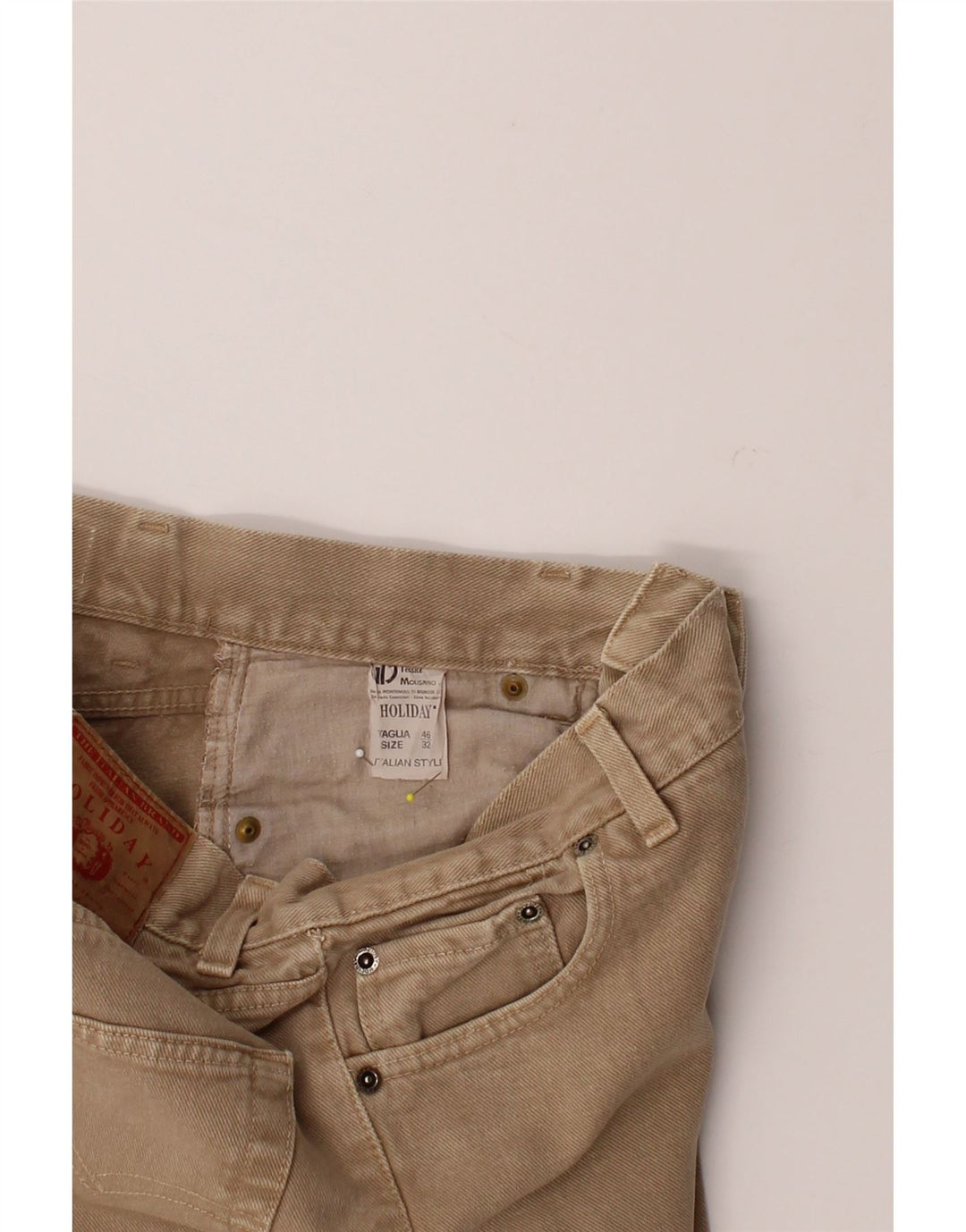 HOLIDAY Mens Straight Jeans W32 L27 Beige Cotton Vintage Holiday and Second-Hand Holiday from Messina Hembry 