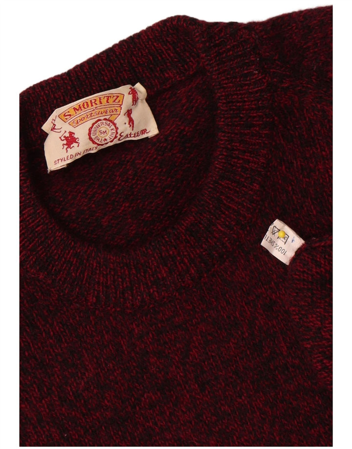 S.Moritz Herren-Pullover mit Rundhalsausschnitt, Größe S, Burgunderrot, Argyle/Diamond-Wolle