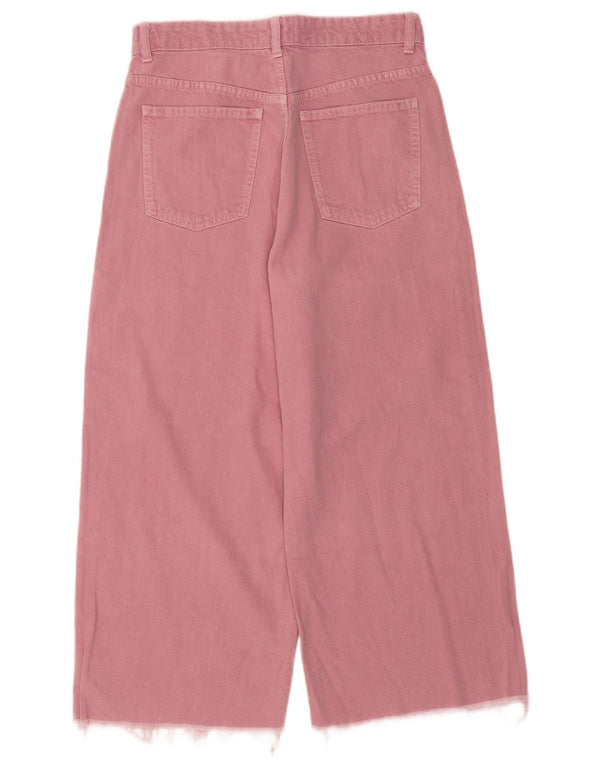 Zara Damen Crop Wide Leg Jeans EU 40 Medium W30 L24 Rosa Baumwolle