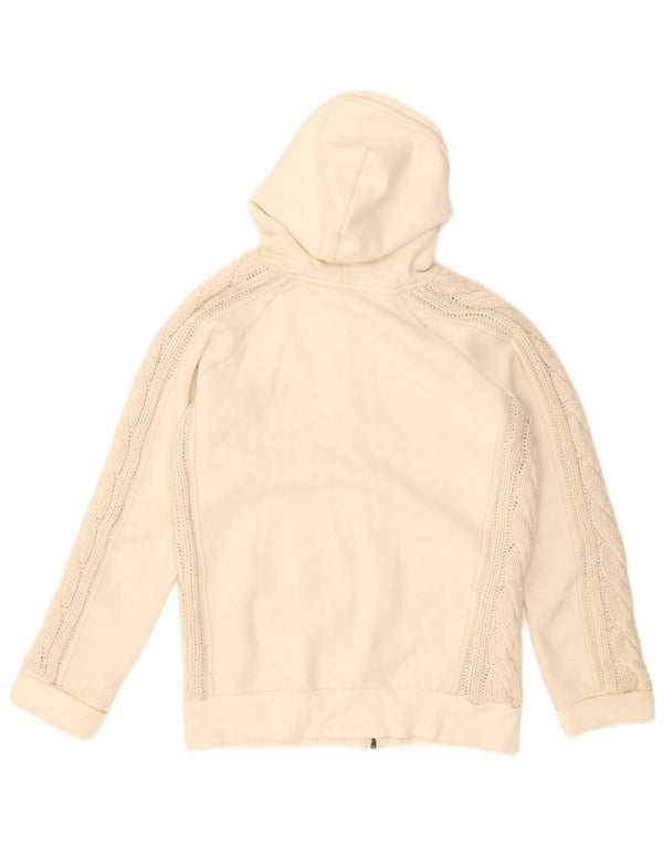 Lee Womens Zip Hoodie Pullover UK 14 Medium Off White Baumwolle