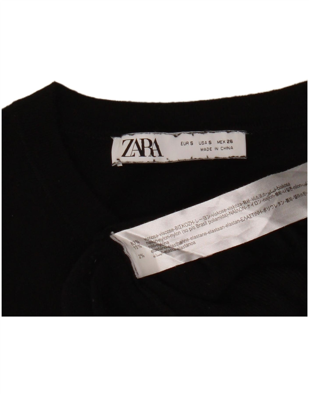 ZARA Damen-Pullover mit U-Boot-Ausschnitt, Gr. 10, Größe S, schwarze Viskose