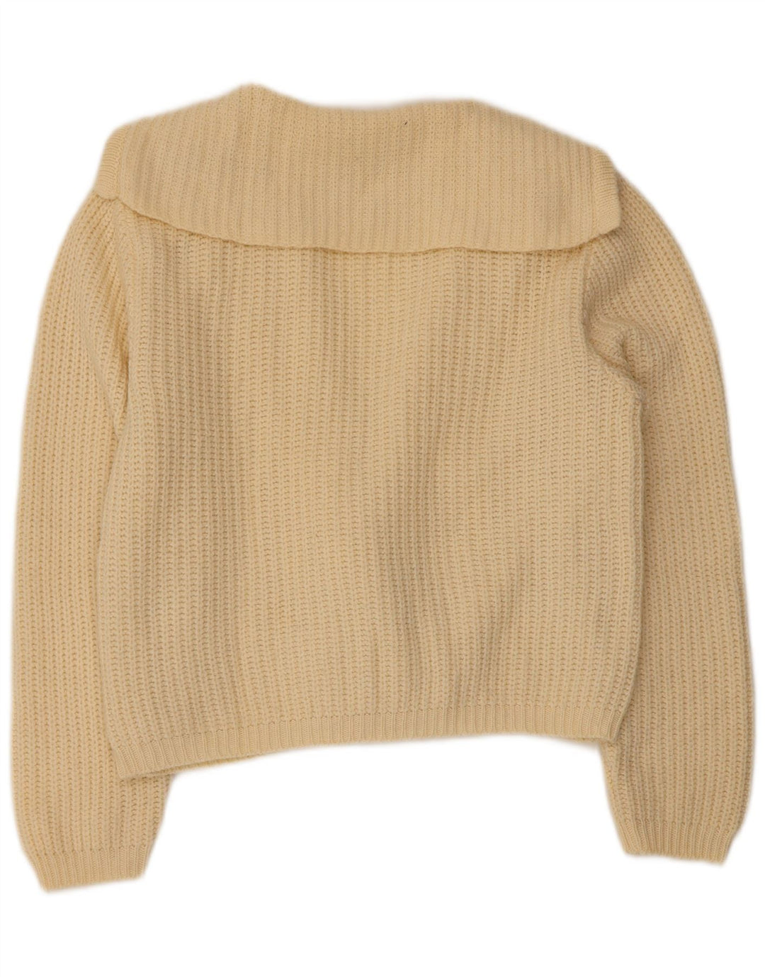 BENETTON Damen Crop Cardigan Pullover IT 46 Große cremefarbene Wolle