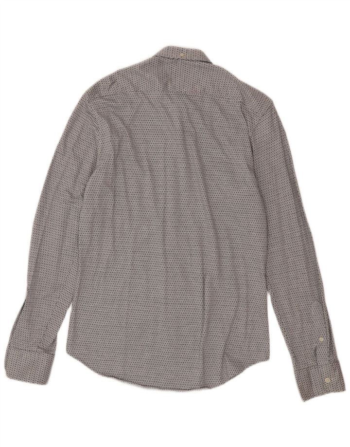 Hugo Boss Herrenhemd, klein, blau gefleckte Baumwolle