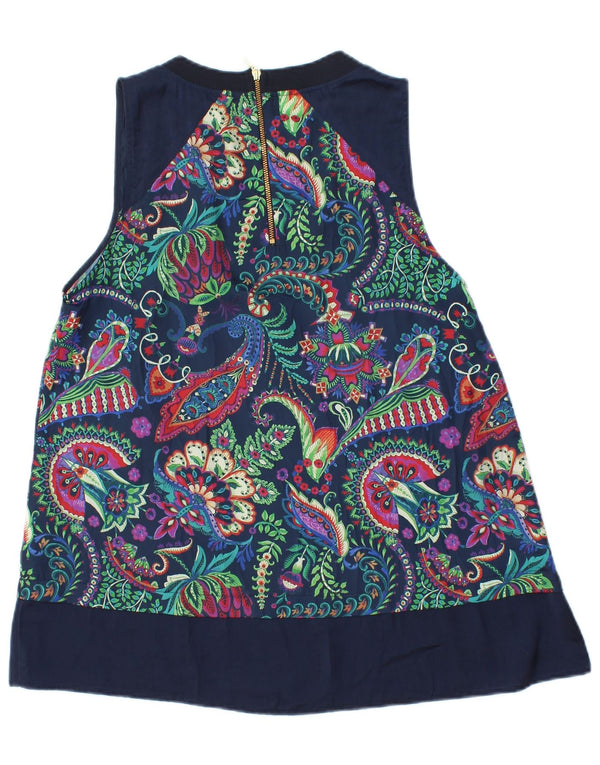 Desigual Grafisches ärmelloses Blusenoberteil für Damen, UK 10, Größe S, Marineblau, Paisleymuster
