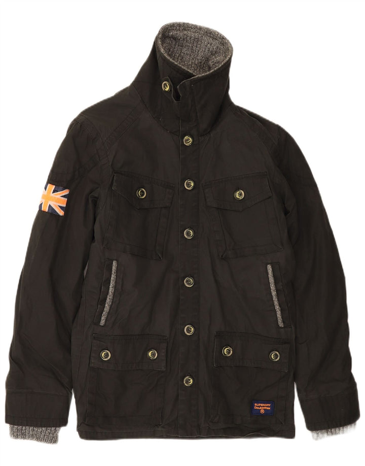 Superdry Herren Utility-Jacke UK 38 Mittelschwarze Baumwolle