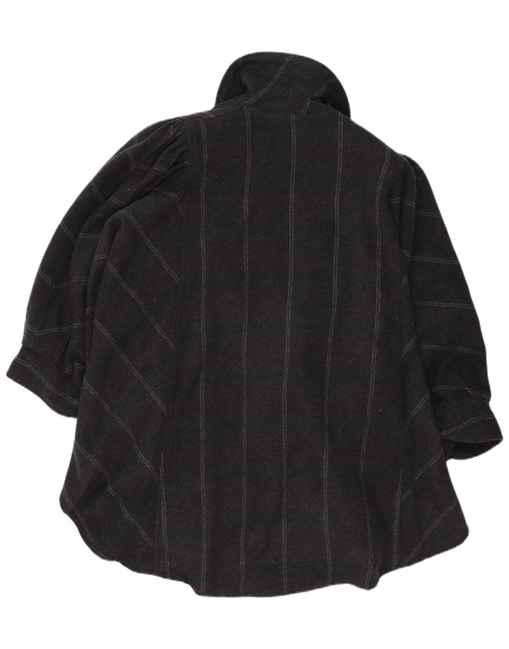 Vintage Damen Poncho Mantel Einheitsgröße Grau gestreift aus Acryl
