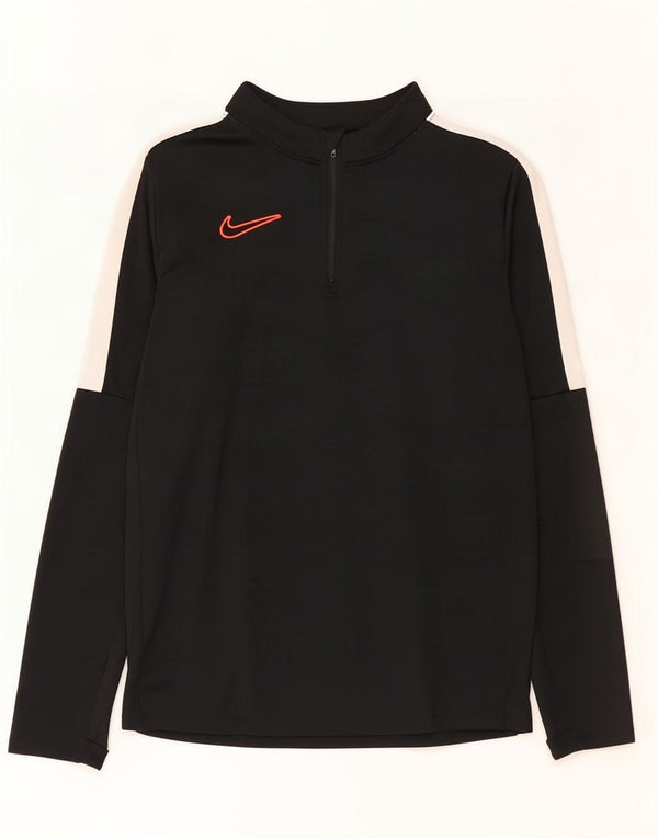 Nike Dri-Fit-Oberteil für Jungen, langärmlig, 12–13 Jahre, Größe L, Schwarz, Farbblock