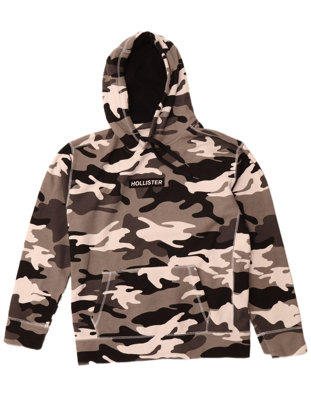 HOLLISTER Herren-Kapuzenpullover, groß, graue Camouflage-Baumwolle