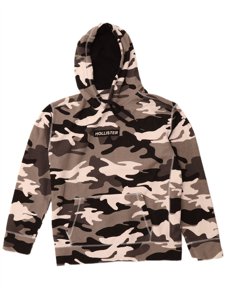 HOLLISTER Herren-Kapuzenpullover, groß, graue Camouflage-Baumwolle