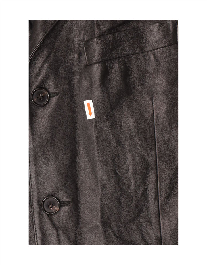 ENRICO MANDELLI Mens Milano Leather Jacket IT 48 Medium Black Leather