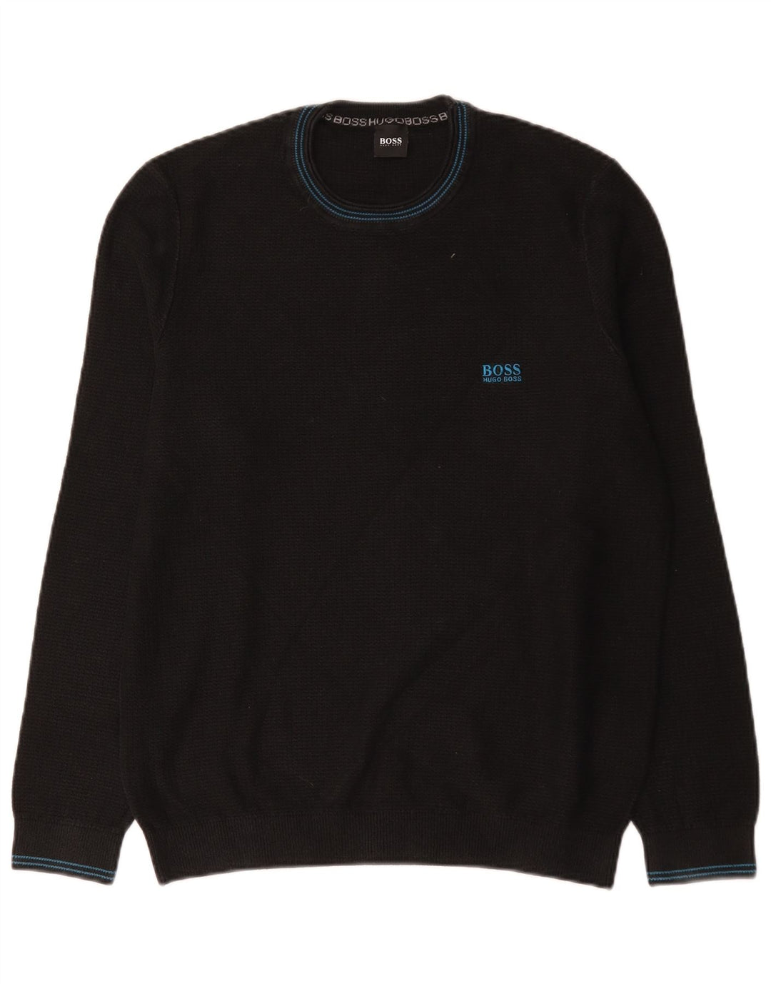 Hugo Boss Herren-Pullover mit Rundhalsausschnitt, groß, aus schwarzer Baumwolle