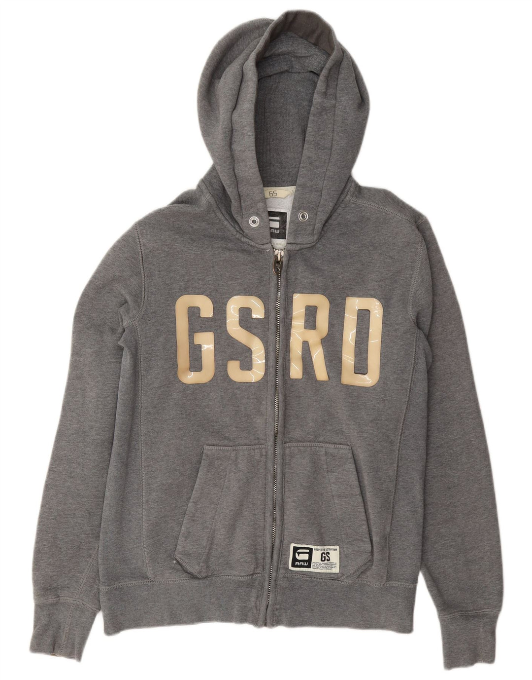 G-Star Herren-Kapuzenpullover mit grafischem Reißverschluss, mittelgraue Baumwolle