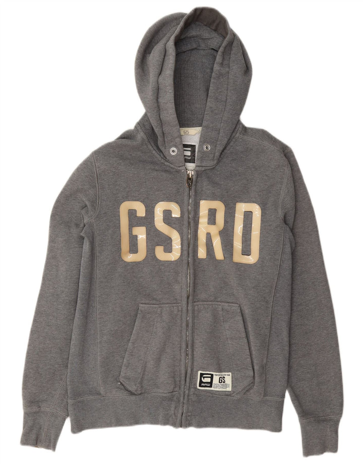 G-Star Herren-Kapuzenpullover mit grafischem Reißverschluss, mittelgraue Baumwolle