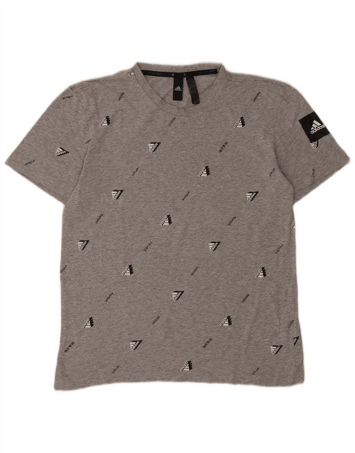 ADIDAS Herren Grafik-T-Shirt-Oberteil aus mittelgrauer Baumwolle