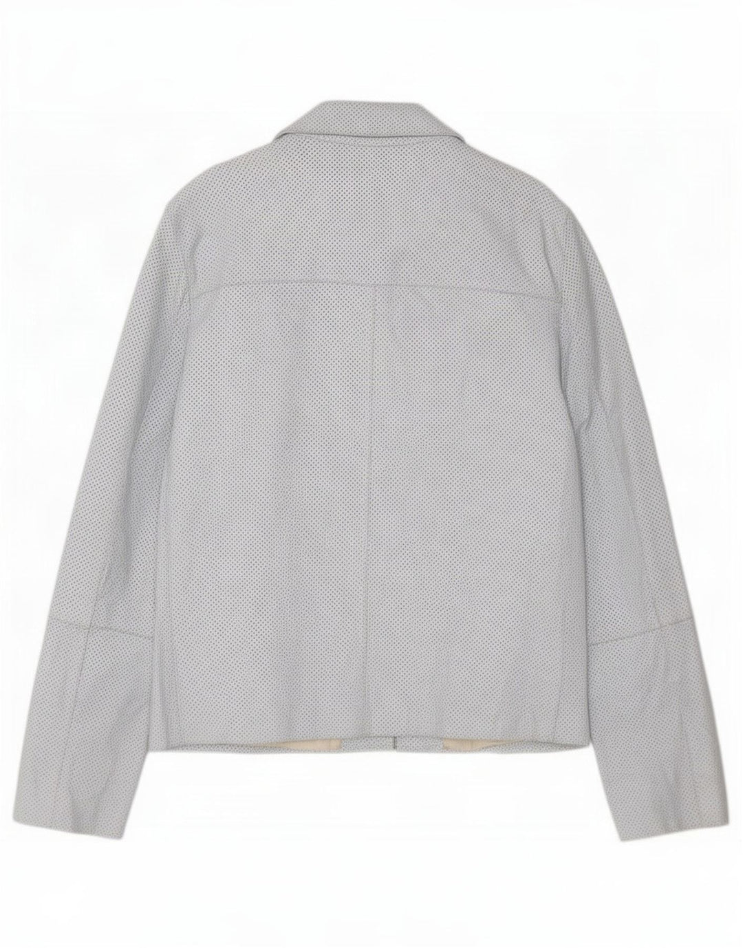 Marella Damen Lederjacke UK 16 Large Blau gepunktet