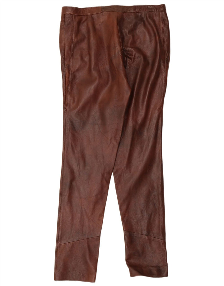 Vintage Damen Slim Lederhose W32 L31 Braun