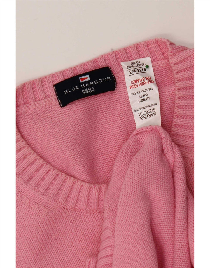 Marks & Spencer Herren-Pullover „Harbor“ mit Rundhalsausschnitt, Blau, Größe L, Rosa