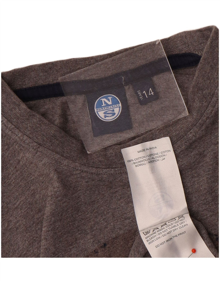 North Sails Jungen Grafik-Top, langärmelig, 13–14 Jahre, graue Baumwolle