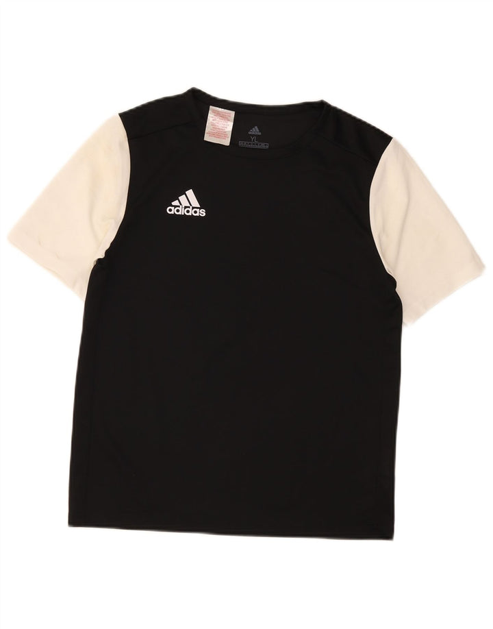 Adidas T-Shirt für Jungen, 13–14 Jahre, schwarzes Colourblock-Polyester