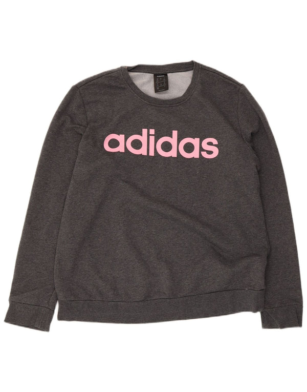 Adidas Damen Graphic Sweatshirt Pullover UK 20/22 XL Graue Baumwolle