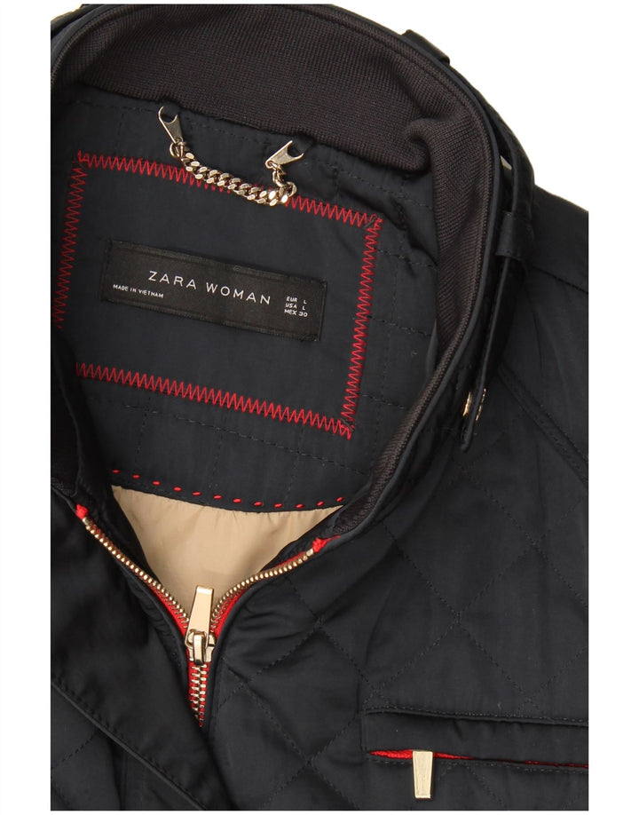 Zara Damen Steppjacke UK 14 Large Marineblau
