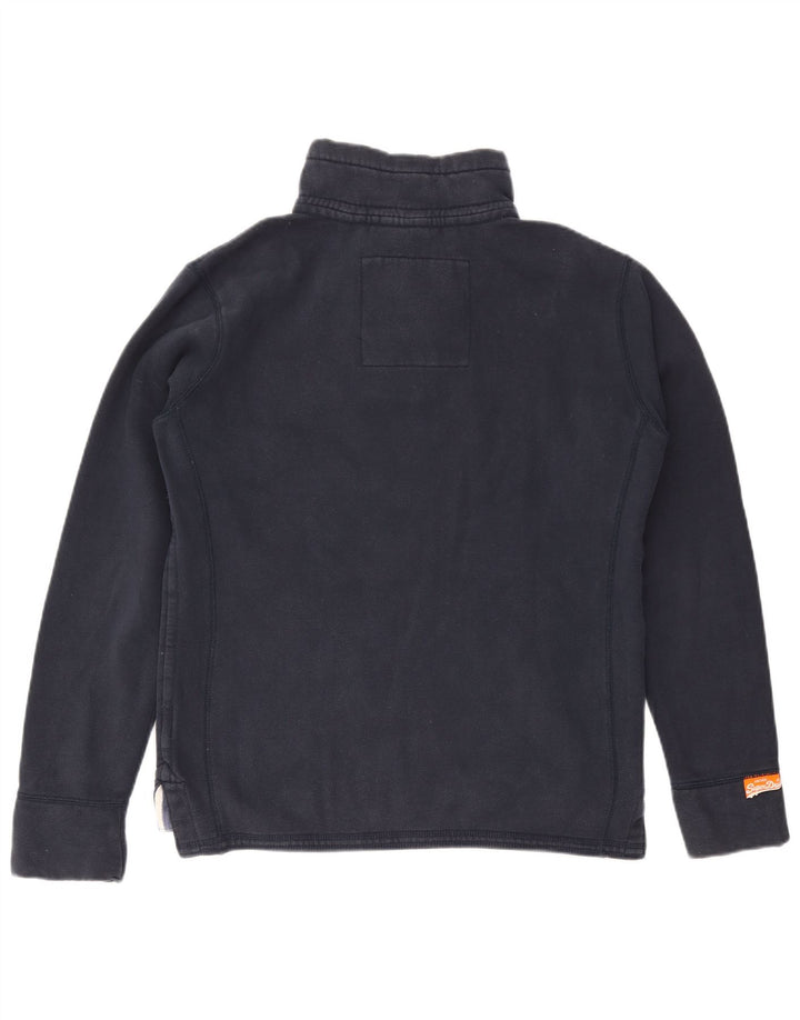 Superdry Herren-Sweatshirt mit grafischem Knopfkragen, groß, marineblau, Baumwolle