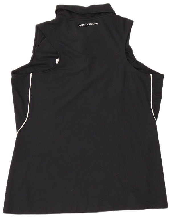 Under Armour Damen Ärmelloses Poloshirt UK 18 XL Schwarz Polyester Sport