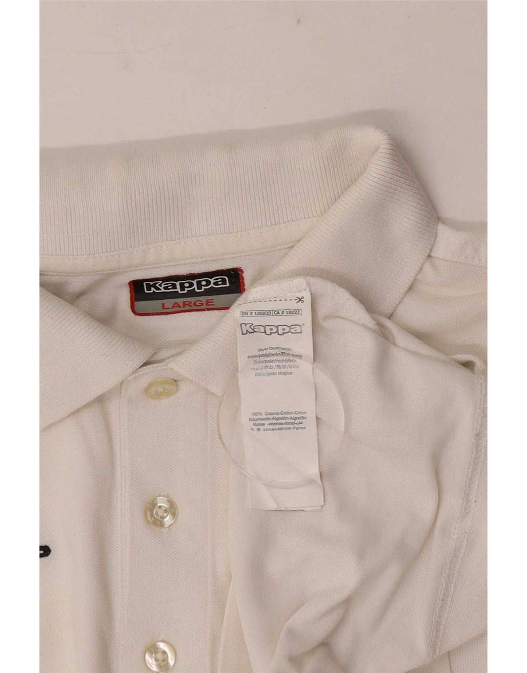 Kappa Herren-Poloshirt, groß, weiße Baumwolle