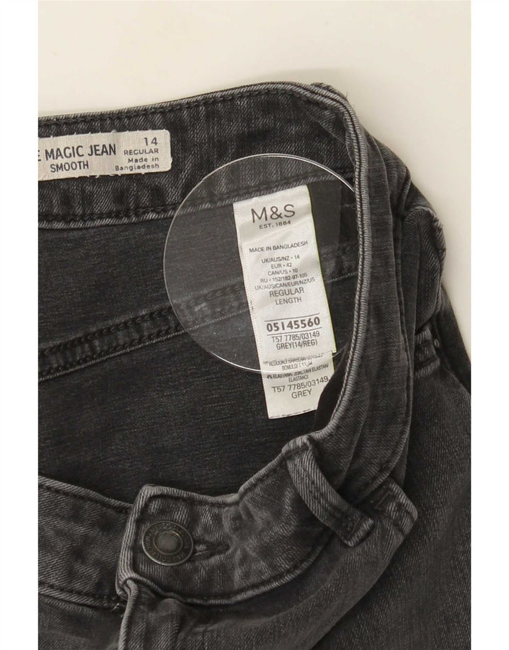 Marks & Spencer Damen The Magic Slim Jeans UK 14 Medium W30 L28 Grau