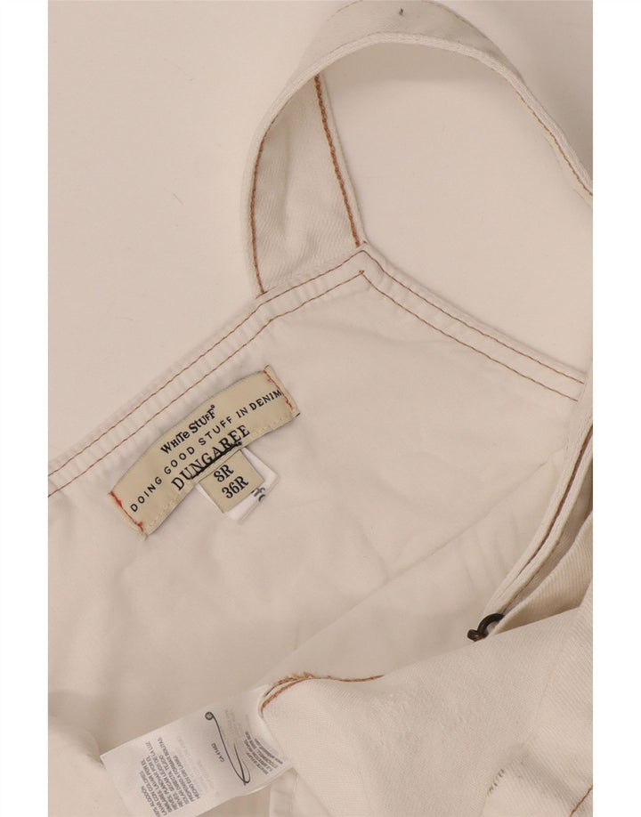 White Stuff Damen Latzhose Shorts UK 8 Small W30 Weiße Baumwolle