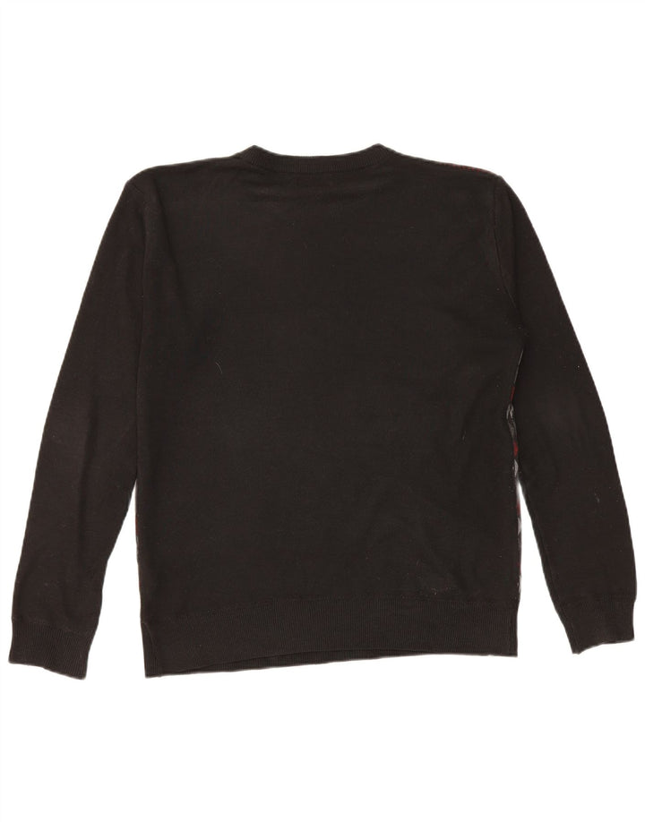 Pierre Cardin Herren-Pullover mit Rundhalsausschnitt, groß, schwarz, geometrisch, Polyester