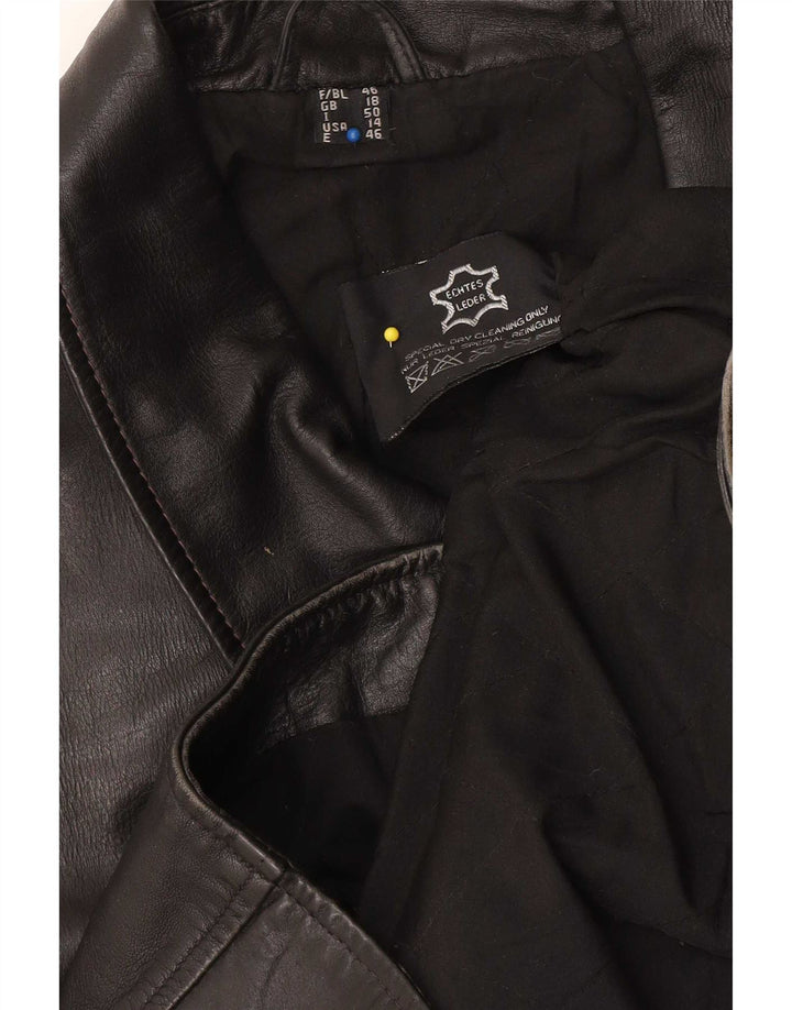 Vintage Damen Lederjacke UK 18 XL Schwarzes Leder