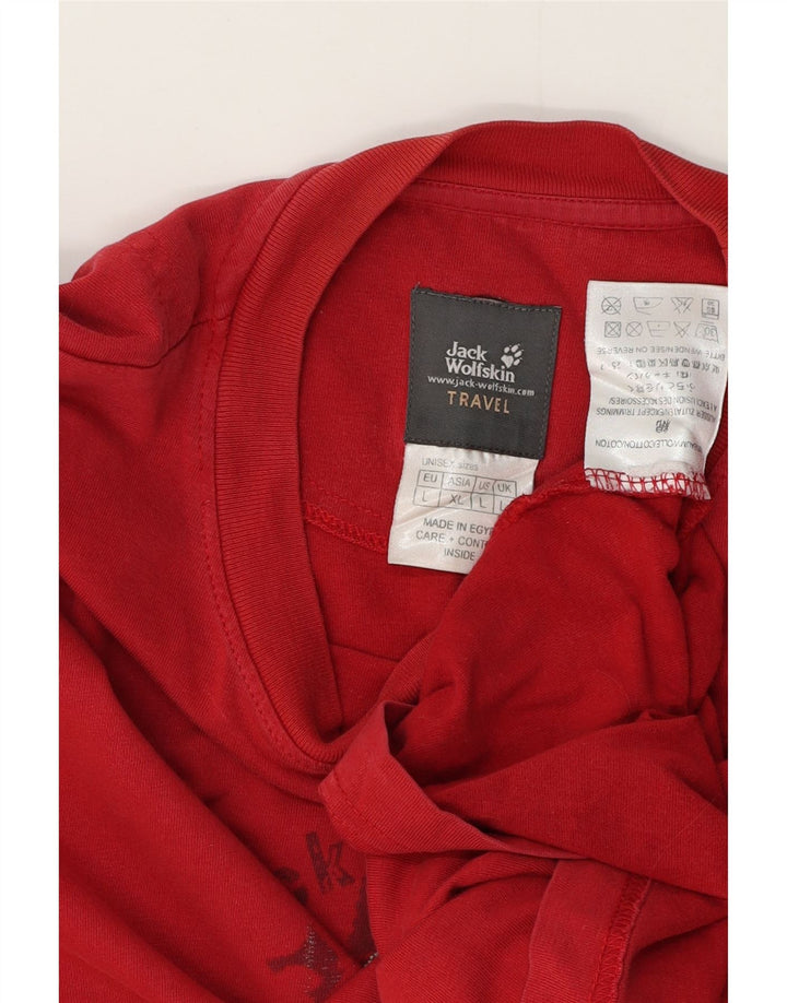 Jack Wolfskin Herren-T-Shirt mit Grafik, groß, aus roter Baumwolle