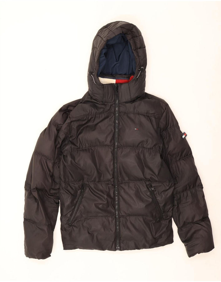 Tommy Hilfiger Herren-Jacke mit Kapuze, gepolstert, UK 38, Mittelschwarz, Polyester