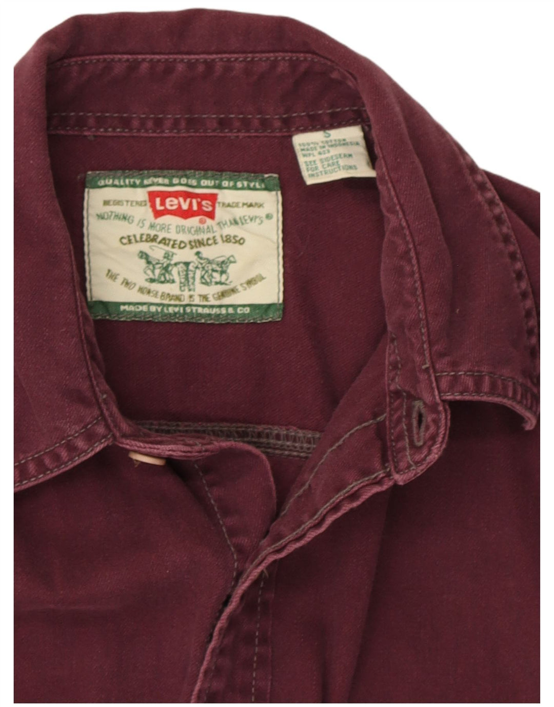 Levi's Herren-Jeanshemd, Größe S, Burgunderrot, Baumwolle