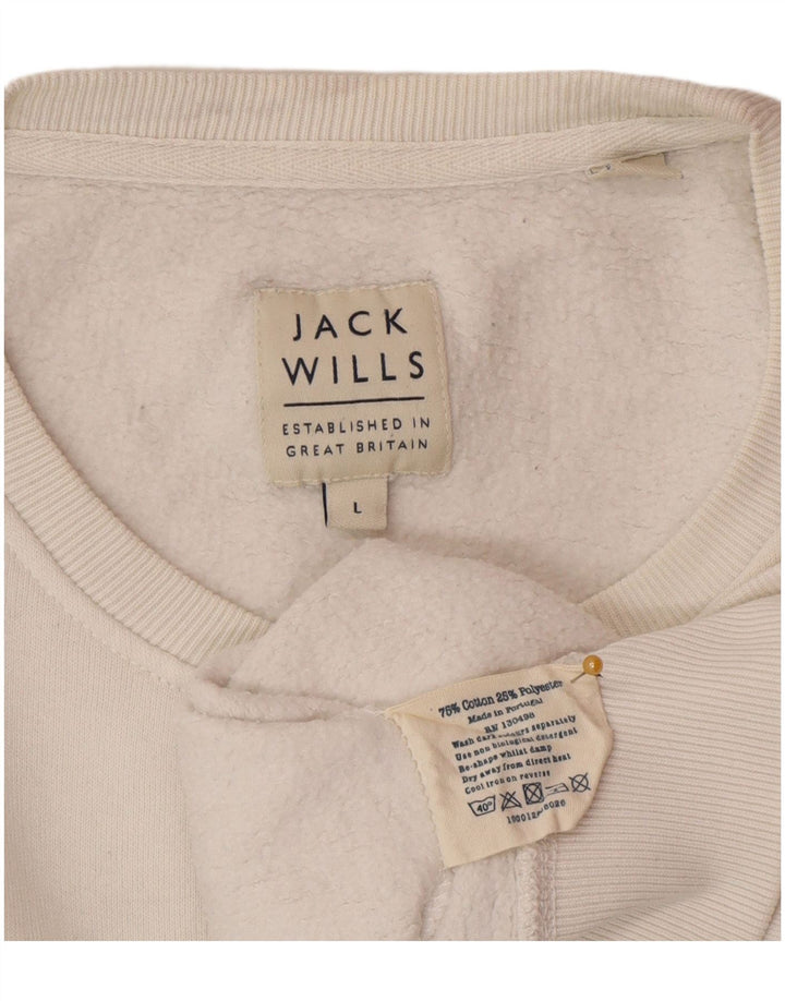 Jack Wills Herren-Sweatshirt, Pullover, groß, aus weißer Baumwolle