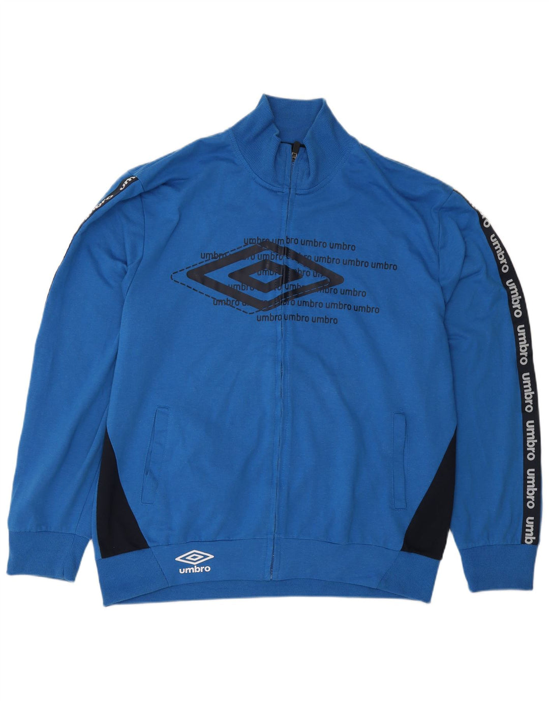 Umbro Herren-Trainingsanzug mit grafischem Oberteil, 2XL, blaue Farbblock-Baumwolle