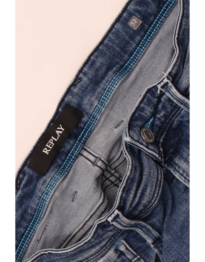 Replay Damen Slim Jeans W32 L32 Blau