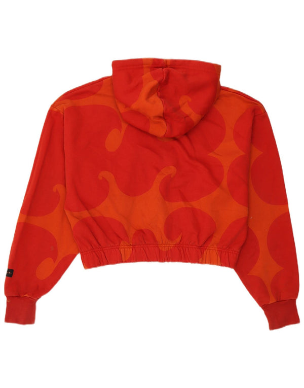 Adidas Womens Graphic Oversized Hoodie Pullover UK 12/14 Mittelrote Baumwolle