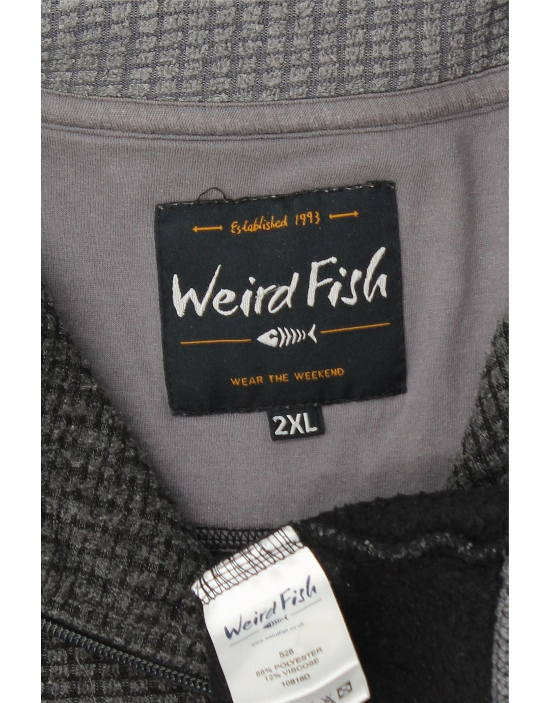 Weird Fish Herren-Sweatshirt mit Reißverschluss am Hals, 2XL, Grau, Polyester