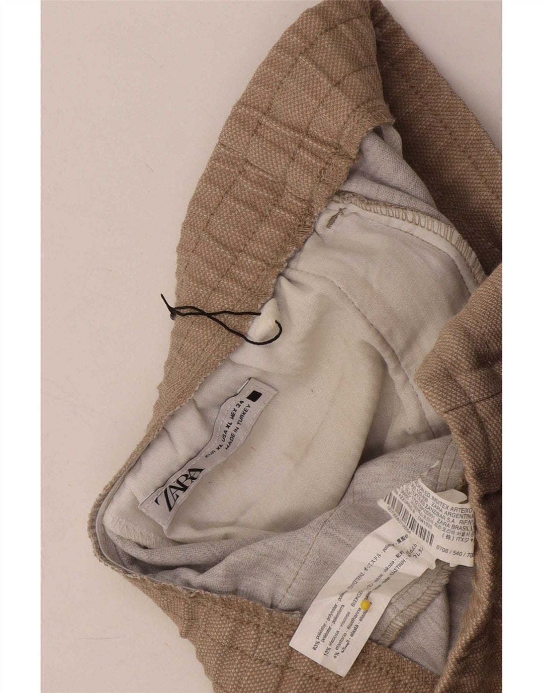 Schmale, verkürzte Damenhose von Zara, XL, W34, L26, Beige, Polyester