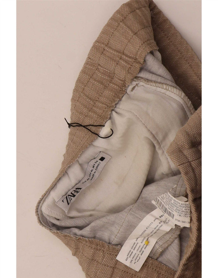 Schmale, verkürzte Damenhose von Zara, XL, W34, L26, Beige, Polyester