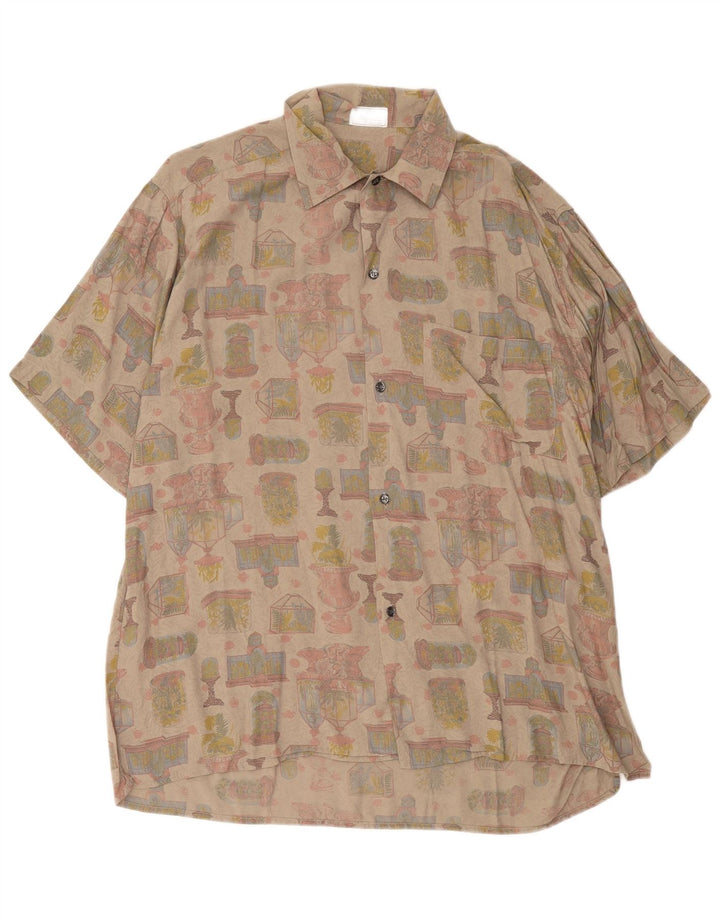 Ingram Herren Grafik-Kurzarmhemd XL Beige Viskose