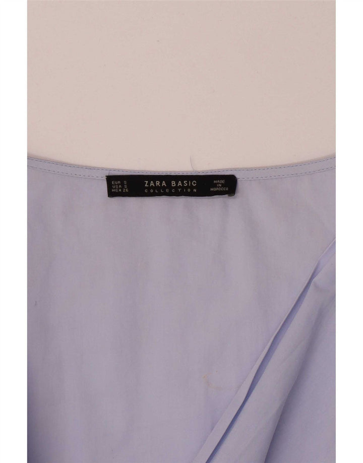 Zara Damen Wickelbluse mit 3/4-Ärmeln, Gr. 10, Blau