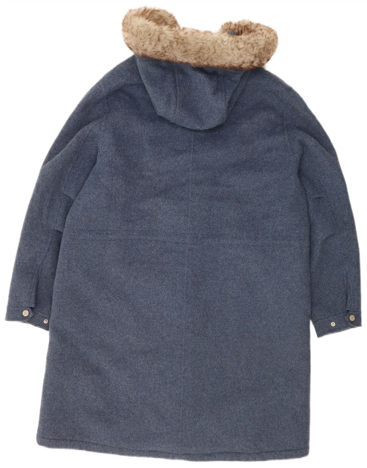 Massimo Dutti Damen-Übergroßer Mantel mit Kapuze, UK 16, große blaue Wolle