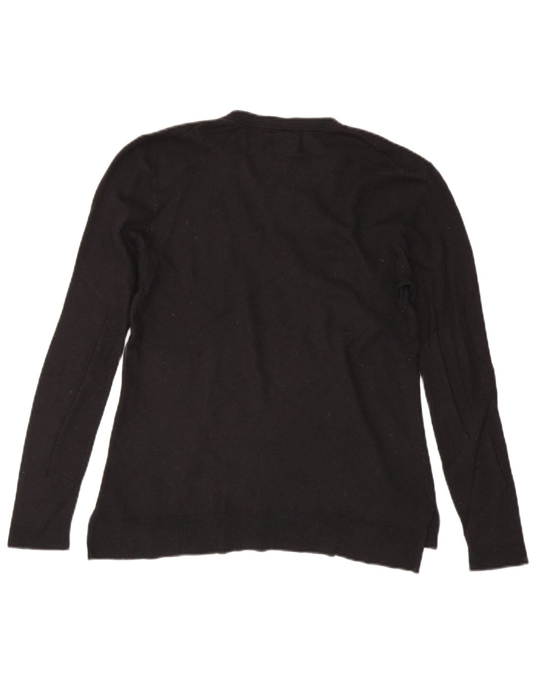 Massimo Dutti Damen-Pullover mit V-Ausschnitt, Gr. 14, große schwarze Wolle