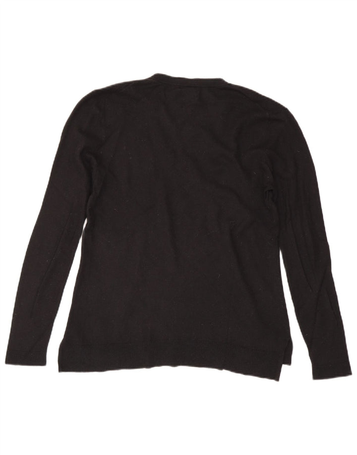 Massimo Dutti Damen-Pullover mit V-Ausschnitt, Gr. 14, große schwarze Wolle