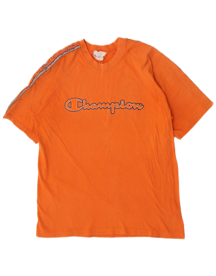 Champion Herren Grafik-T-Shirt-Oberteil aus mitteloranger Baumwolle