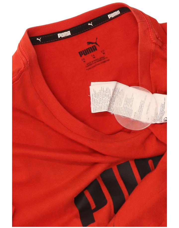 PUMA Herren Grafik-T-Shirt-Oberteil aus mittelroter Baumwolle