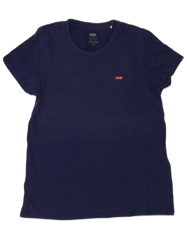 LEVI'S Damen T-Shirt Top UK 12 Medium Marineblau Baumwolle